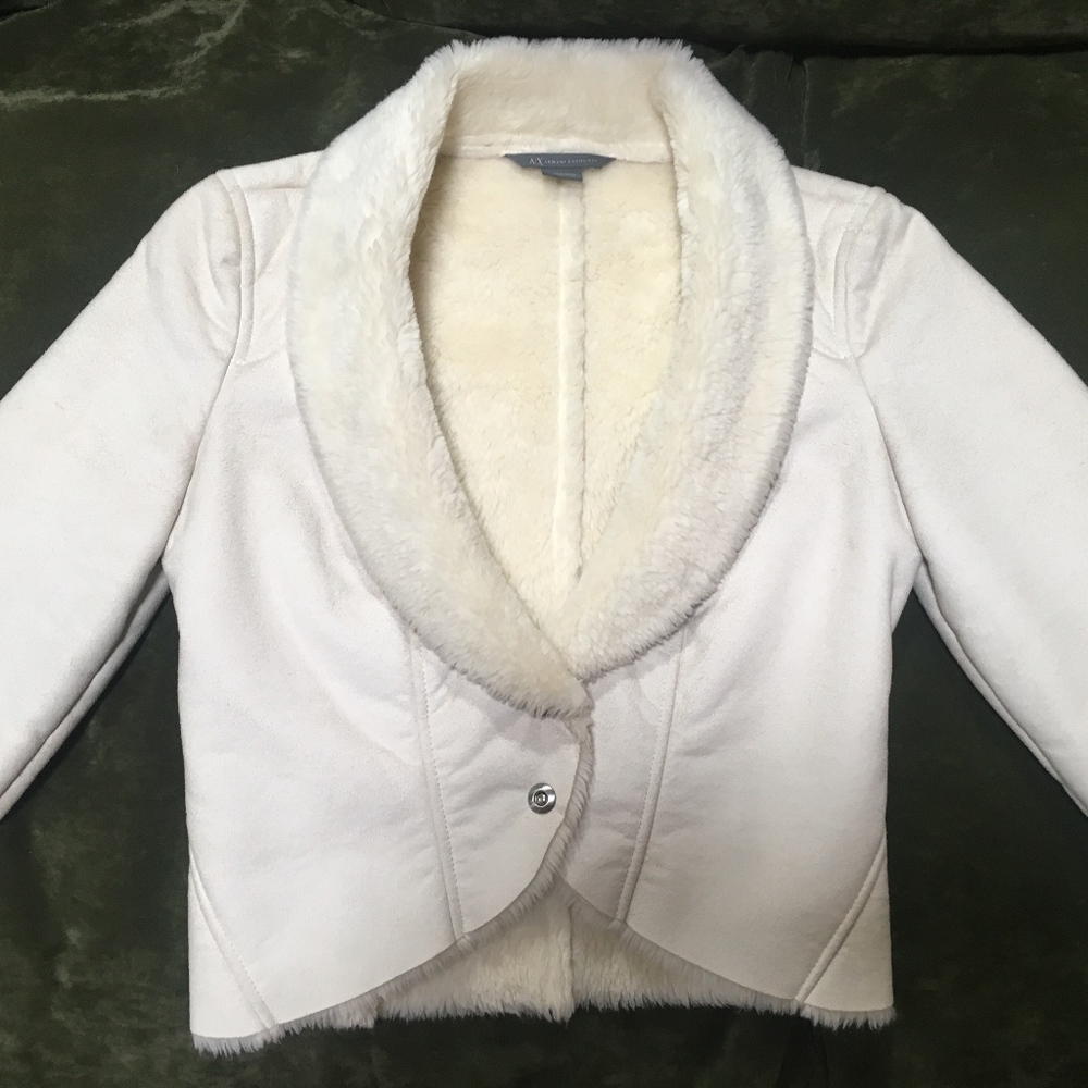 Off-White Faux Fur Lined Suede Jacket